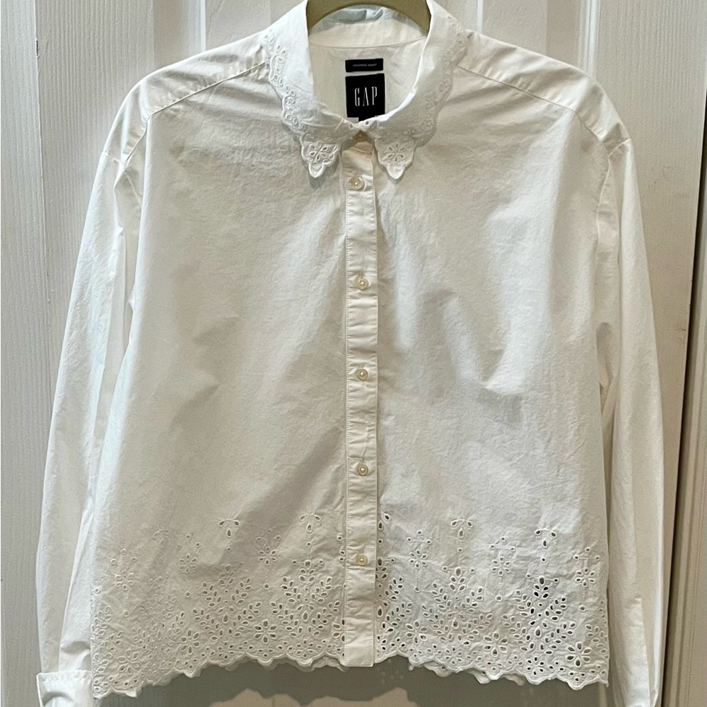 GAP White Button Down Shirt with Eyelet Details